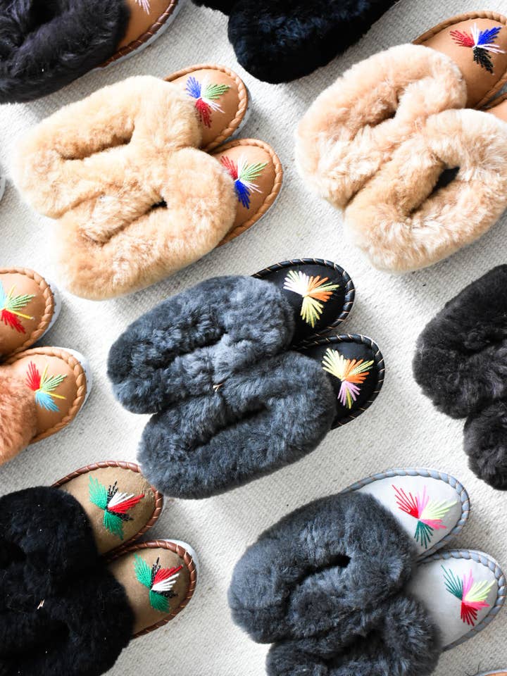 Sheepskin Moccasins Slippers Lucky Dip for wholesale by HomieeStudio