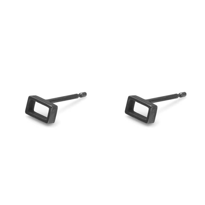 Horizontal Oblong Stud Earrings - Oxidised Silver for wholesale by Myia Bonner