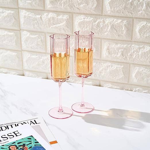 The Wine Savant /  Khen Glassware – wholesale Champagneglas – Vintage champagneglas med blomform, set om 2 - 220 ml2