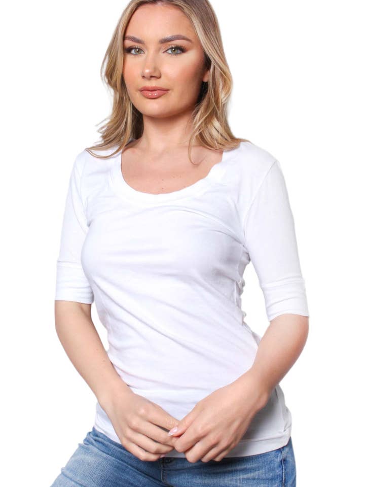 Good Stuff Apparel - Wholesale T-shirt – women's - Women's Half Sleeve Scoop Neck Plain Top 1