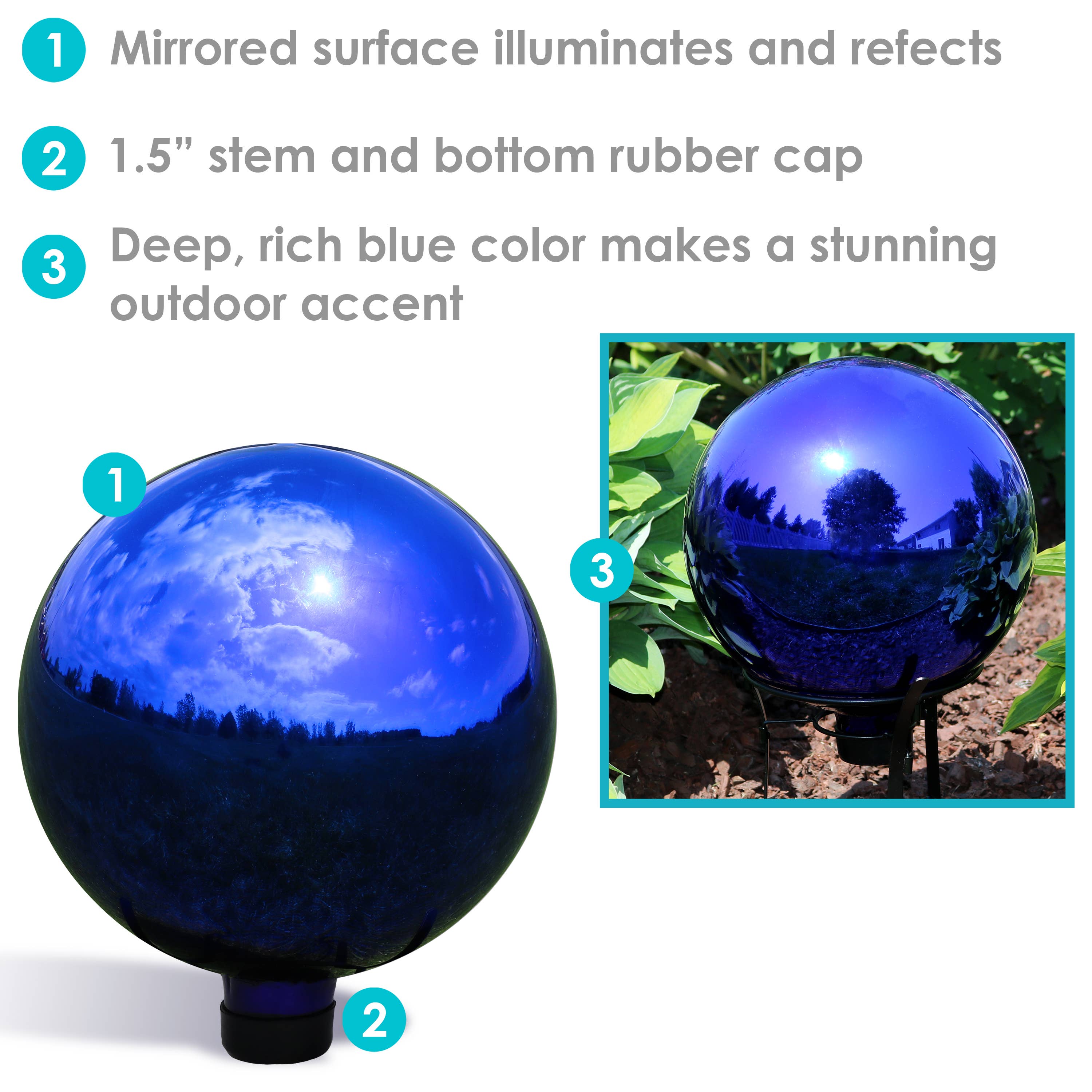 Sunnydaze Decor - Wholesale Outdoor Ornament/Decor - Blue Mirrored Surface Gazing Globe - 10 in2