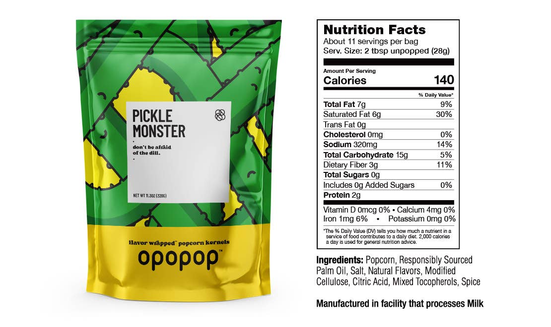 Opopop, Inc. - Wholesale Popcorn Kernels - Pickle Monster 320g Big Bags Popcorn Kernels Restock2