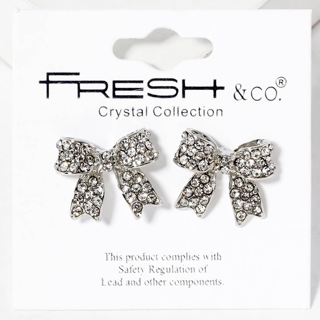 Fashion City - Wholesale Stud/Post Earrings - Rhinestone Bow Shape Post Earrings9