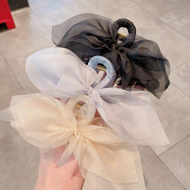 JOSSLYN by wall to wall - Wholesale Hair Clip - Women's - SILK LIKE CHIFFON BOW HAIR CLAW CLIPS | 40H6252
