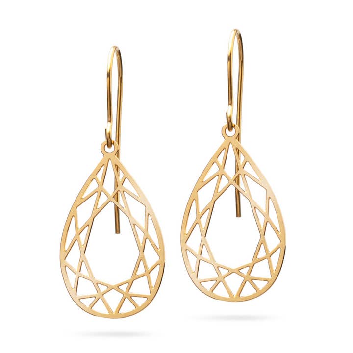 „Diamondcut drop“ øreringe | forgyldt for engroshandel hos KOSAE