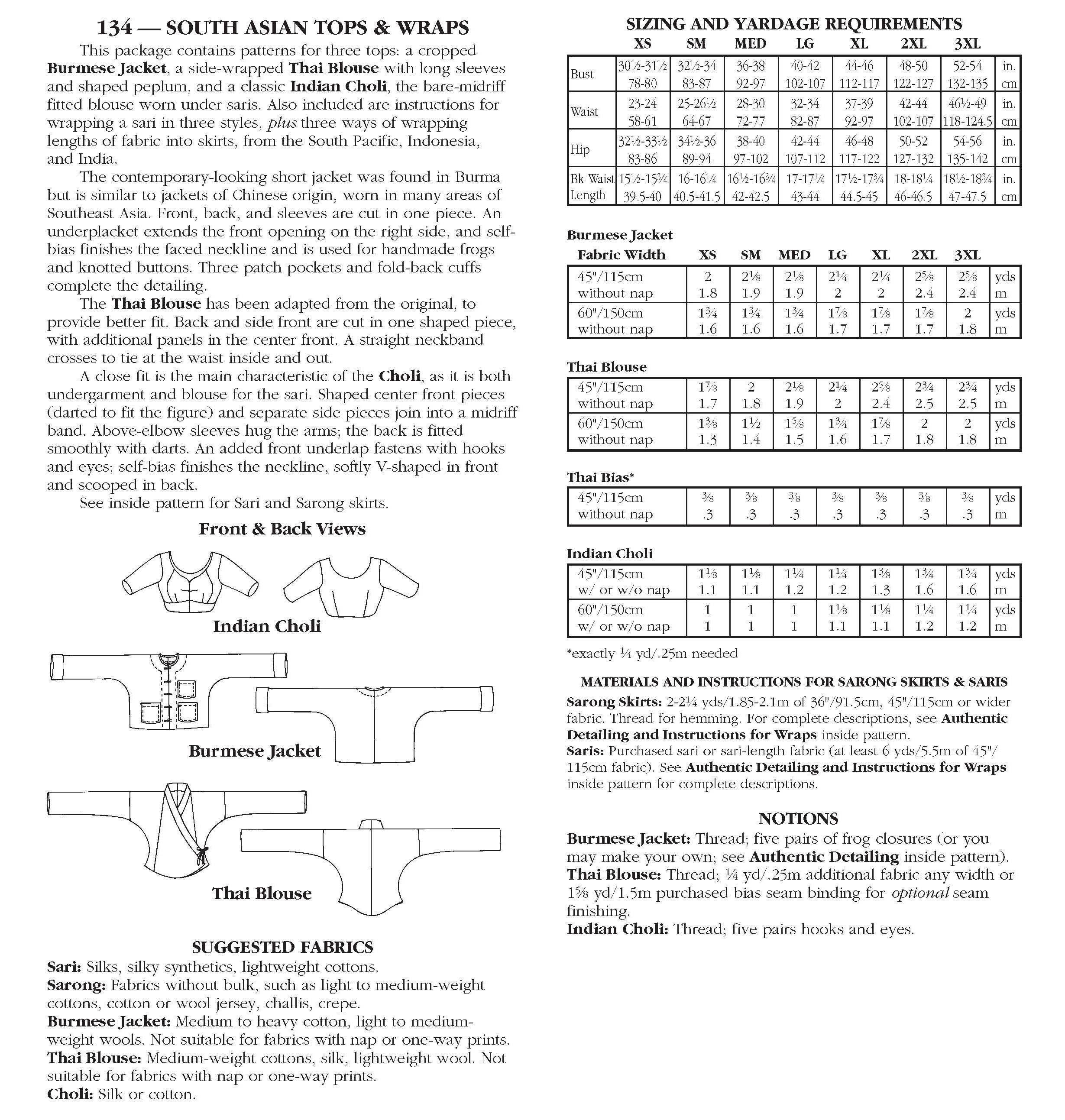 Folkwear - Vente Kimono – femme - 134 hauts et écharpes d'Asie du Sud - Patron de couture10