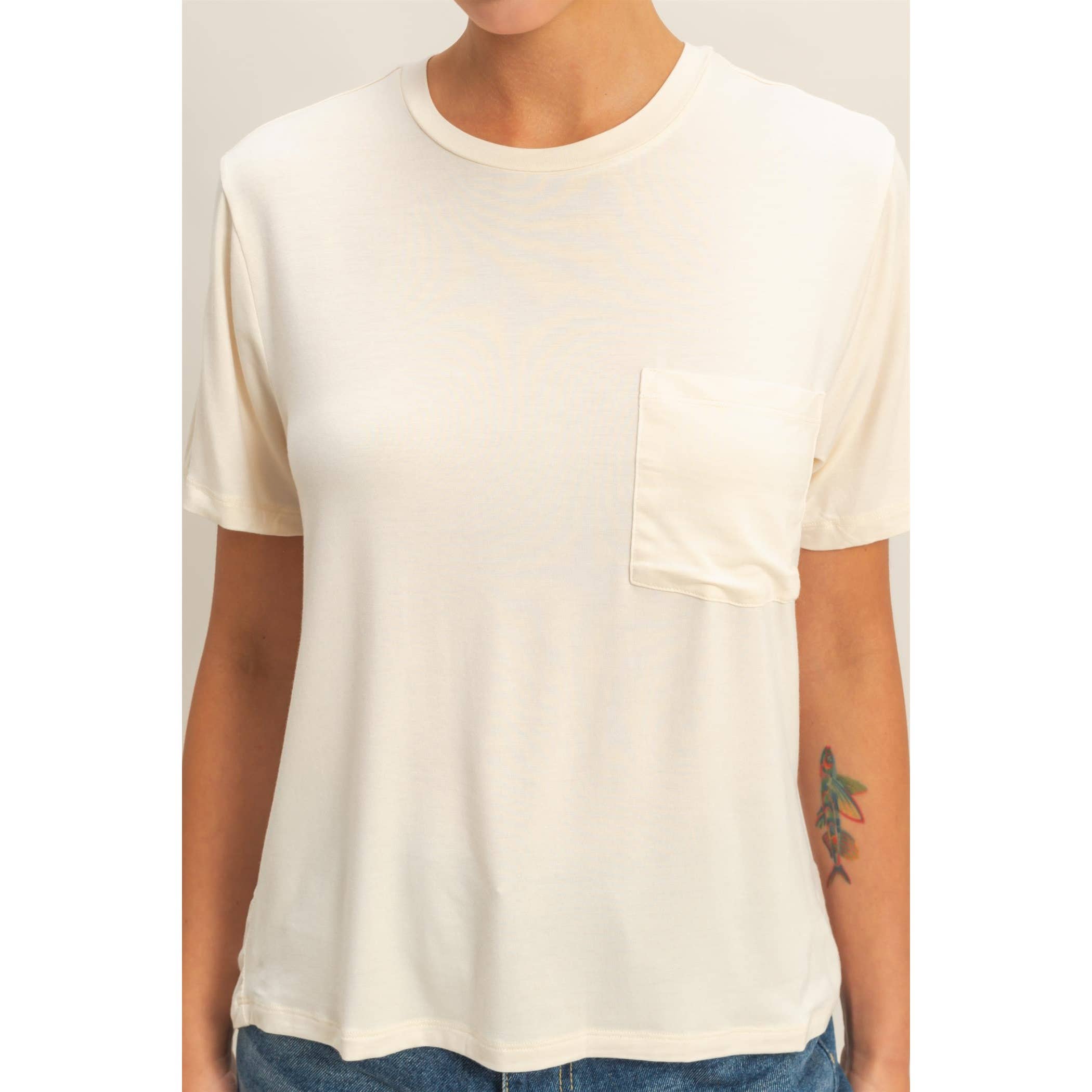 Double Zero - Venta al por mayor Camiseta - Mujer - Top clásico de cuello redondo con bolsillo y manga corta6