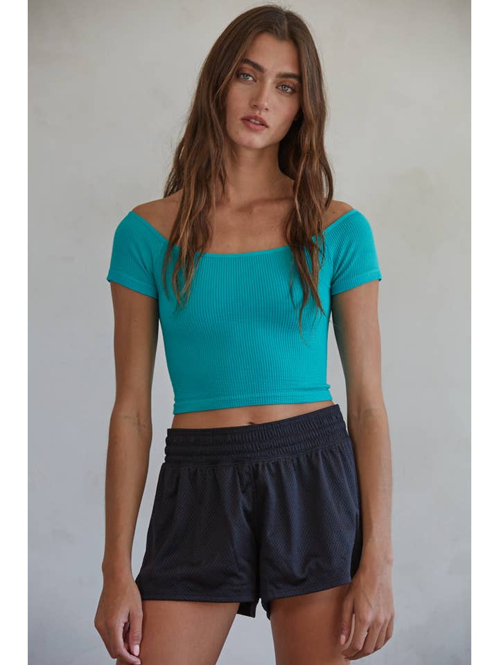 By Together - Wholesale Knit Top - Women's - S1054 | Knit Seamless Ribbed Off Shoulder Crop Top12