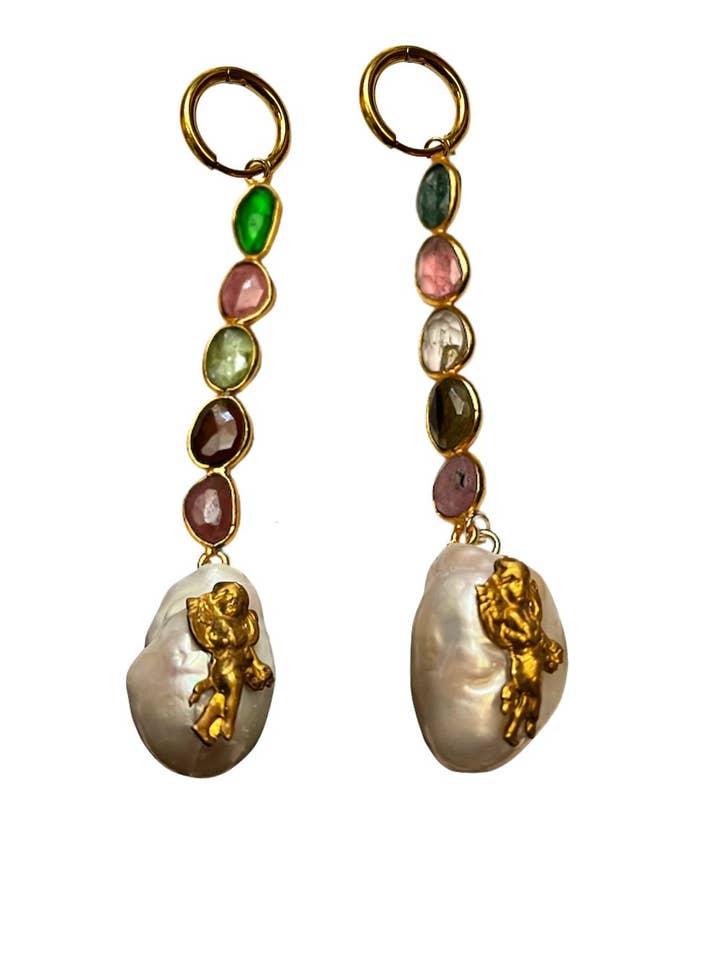 Orecchini Barocco Tormalina - Coppia per la vendita all'ingrosso da parte di Fascinato