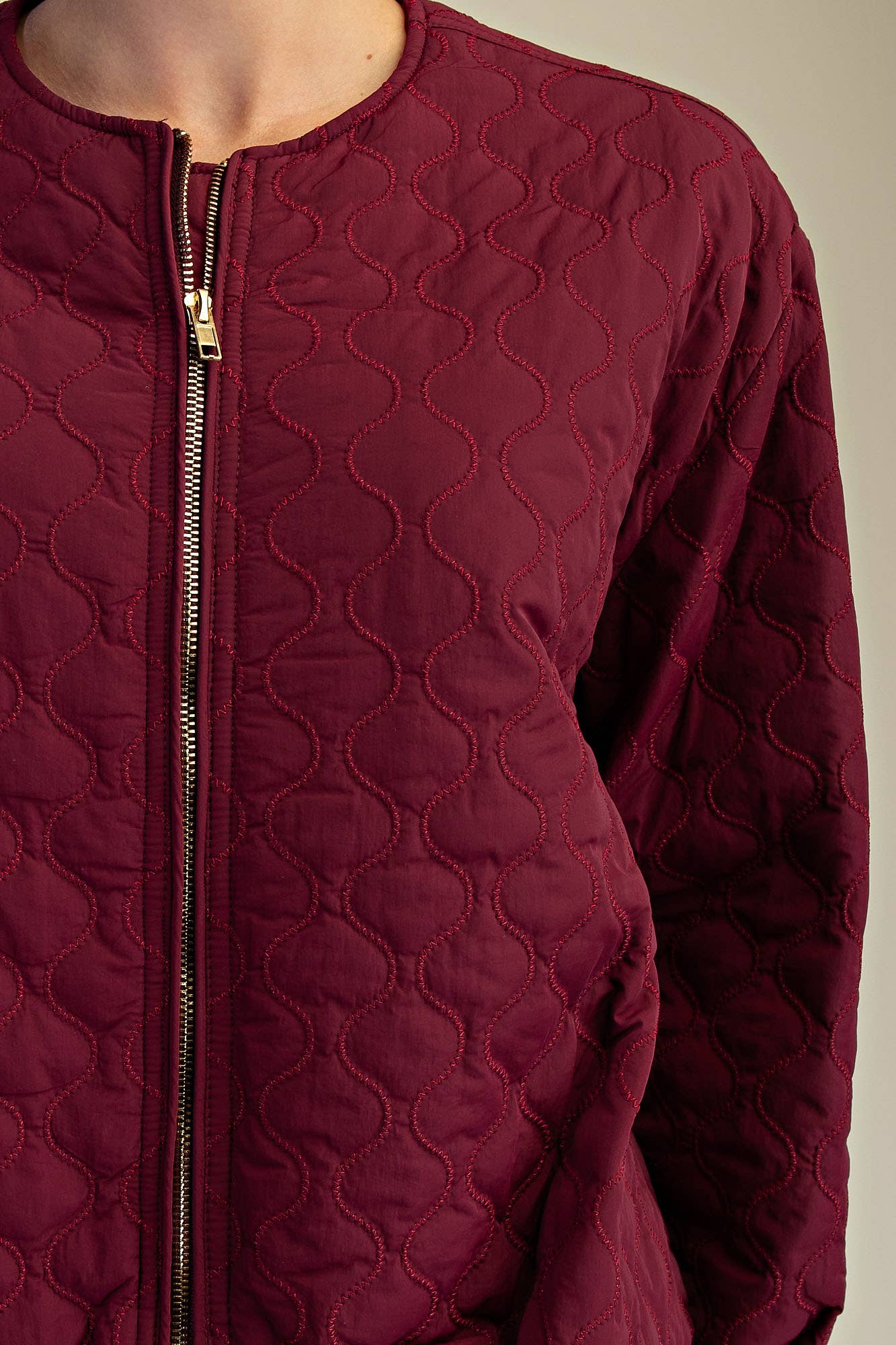 Glam - Wholesale Jacket - Women's - Round Neck Zipper Closure Quilted Jacket14