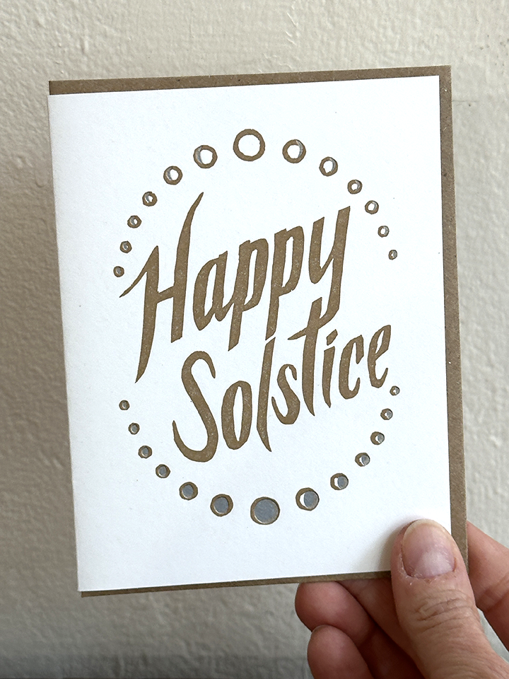 Lynn-oleum - Wholesale Season's Greetings Card - Happy Solstice LETTERPRESS CARD1