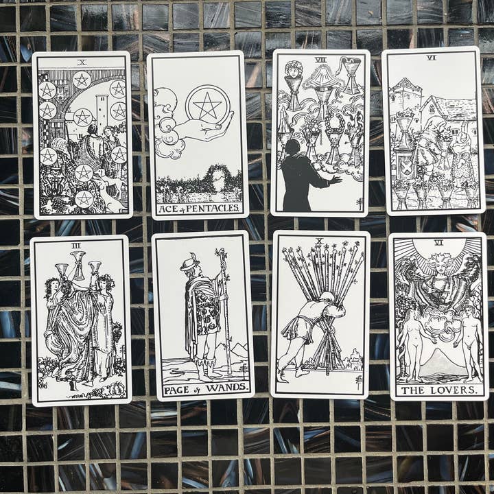 Vieux Monde – wholesale Tarot-kort – Pixie's line art tarot med 100-sidig guide | linnestruktur3