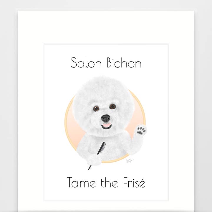 Bichon Frise Cão Art Print, Salon Bichon por atacado de Laura Bergsma Studio