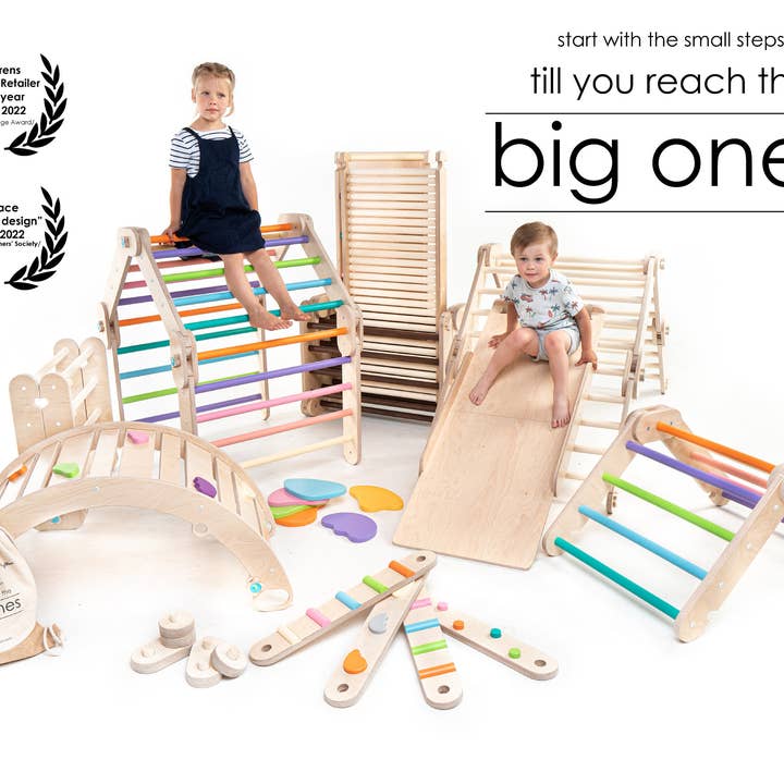 HappyMoon - Wholesale Wood Toy - Kids - Happymoon® Colored Climber, Modifiable Triangle, Montessori