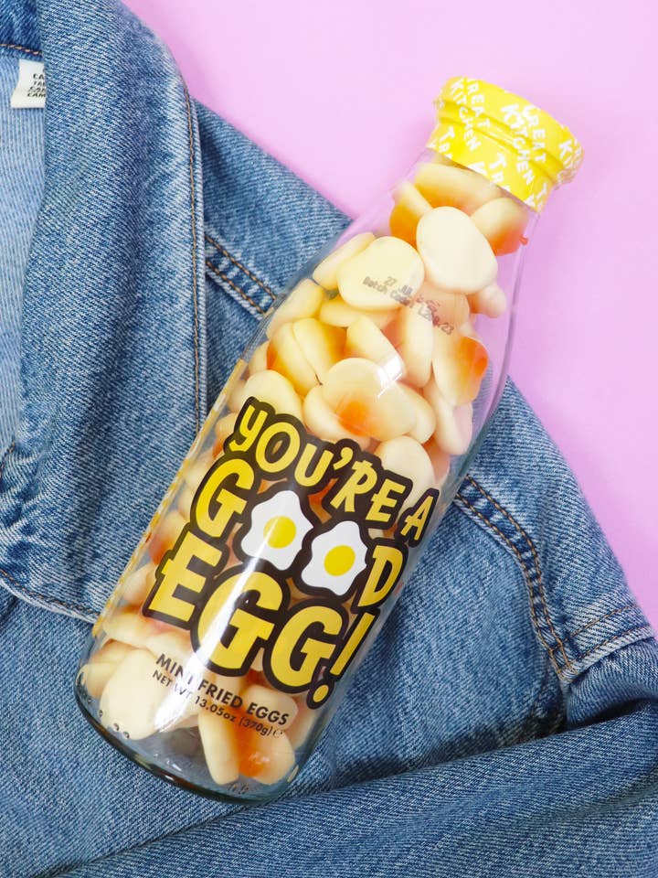 You’re A Good Egg - Caramelle Gommose a Forma di Uova Fritte in Bottiglia Vintage per la vendita all'ingrosso da parte di Treat Kitchen