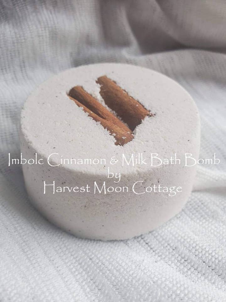 Imbolc Cinnamon and Milk Bath Bomb for wholesale by Harvest Moon Cottage Bath and Body