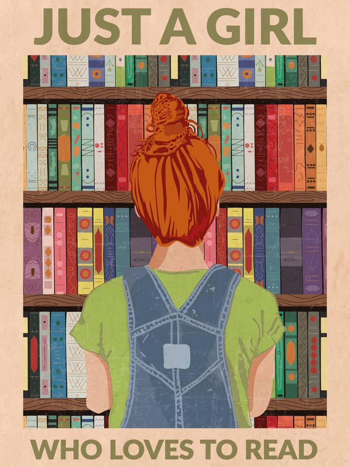 Just a Girl who Loves to Read (redhead) Art Print for wholesale by WallChart.Co