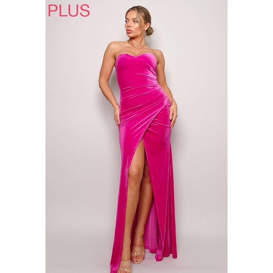 CEFIAN FASHION - Wholesale Gown - Women's - PLUS ALL YOURS SWEETHEART MAXI VELVET DRESS0