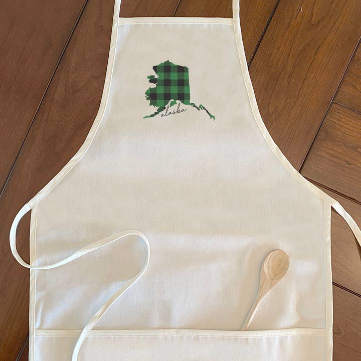 Green Plaid State - Maßgefertigte Damenschürze für den Großhandel von North & Pine