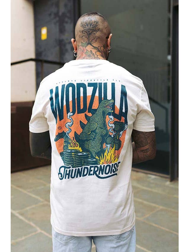 Thundernoise - Wholesale Screen Printed T-Shirt - Unisex - Wodzilla T-Shirt - Vintage White3