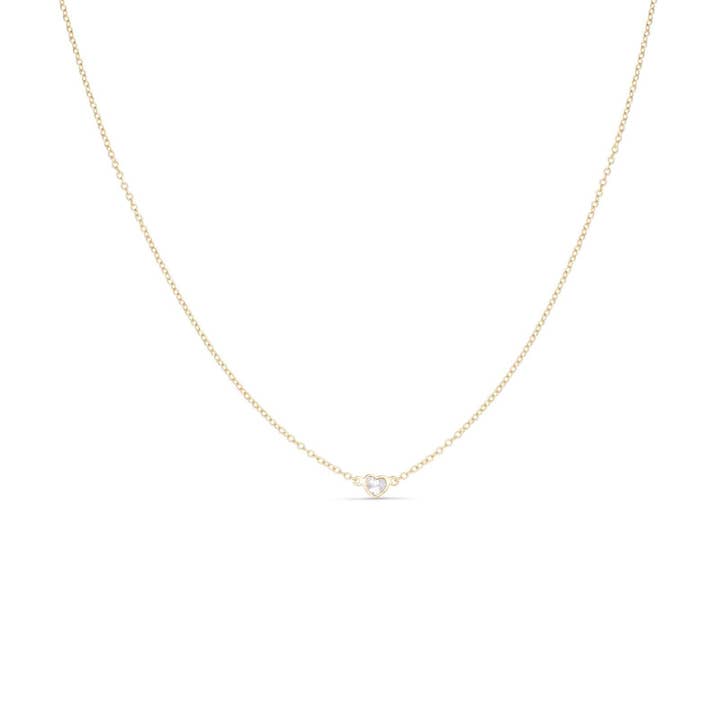 Petit collier en forme de cœur en diamant - Collier en diamant flottant pour la vente par Alexis Jae