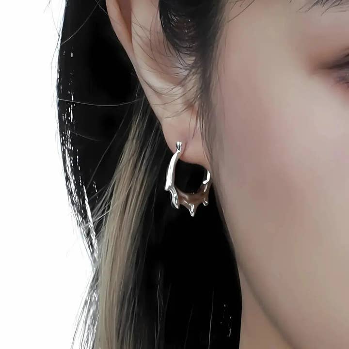 Moclein - Vendita all'ingrosso Orecchini a cerchio - Orecchini a cerchio gocciolanti in argento1