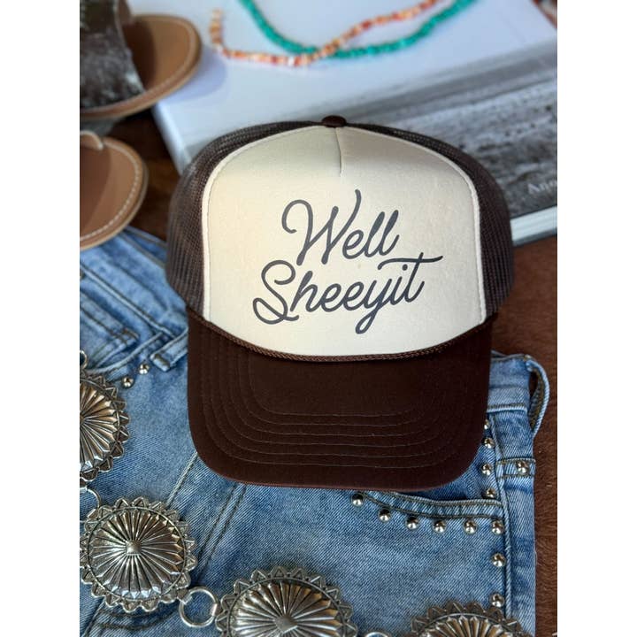 Brown Tan Well Sheeyit Trucker Hat for wholesale on Faire1