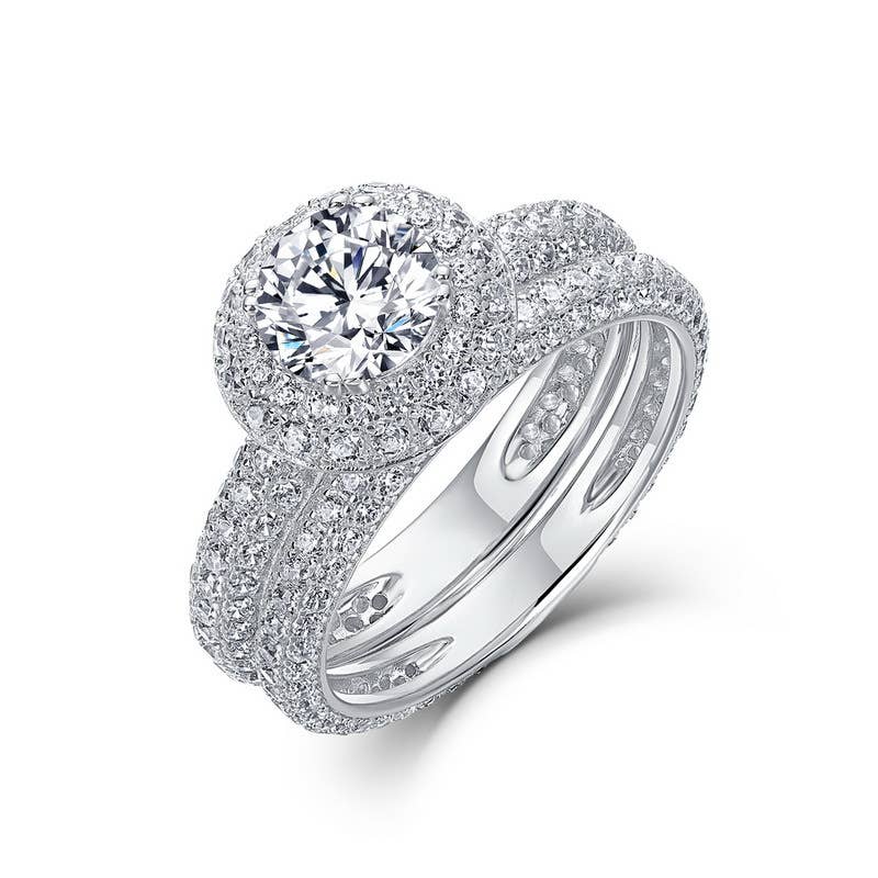 Gioiellin - S925 Silver Jewelry - Wholesale Engagement Ring - 925 Sterling Silver Sparkling Moissanite Stacking Ring