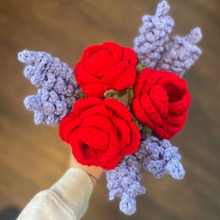 Tallo de Rosa Roja de Ganchillo para venta al por mayor de Crochet by Jolene