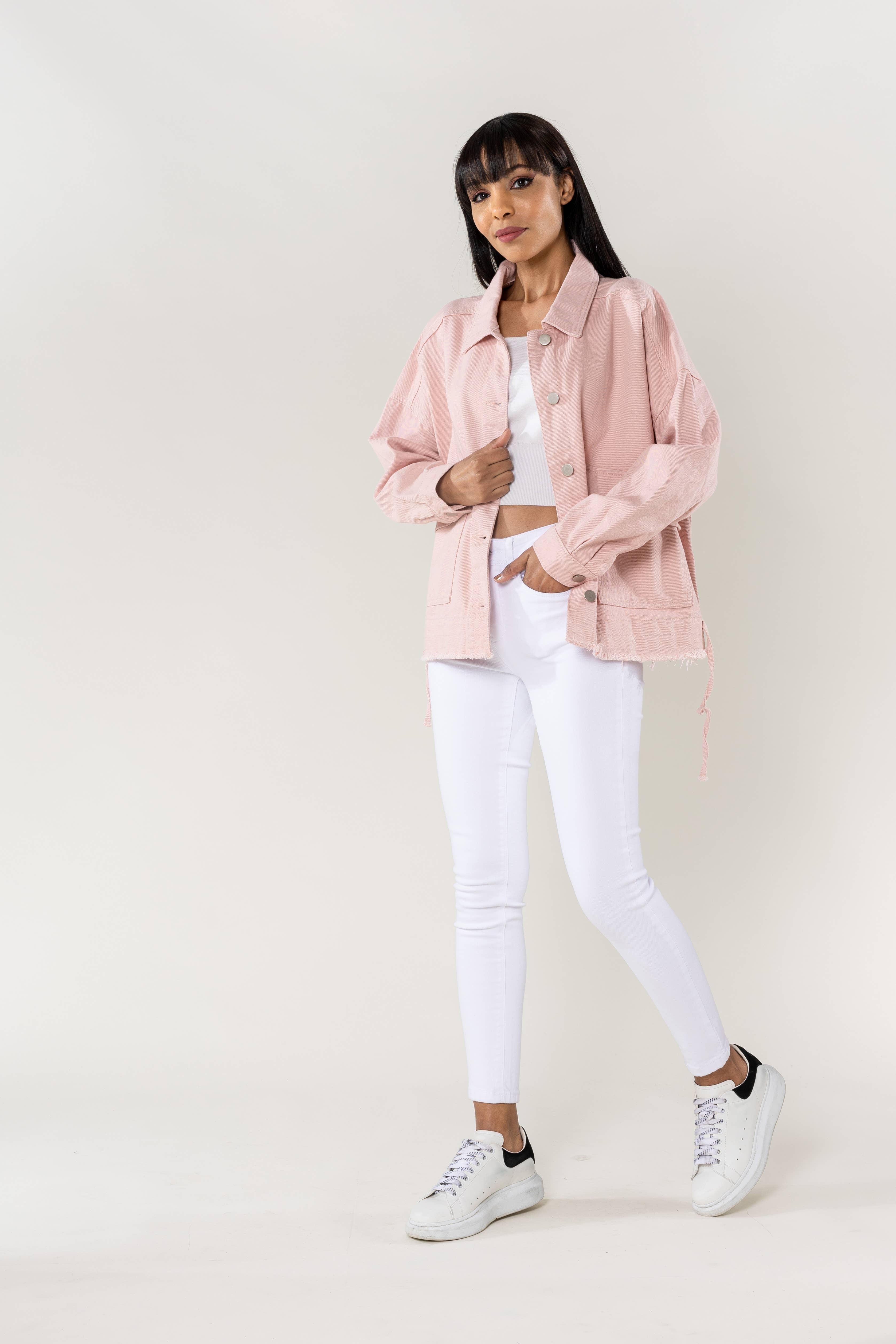 Nina Carter – Casaco de ganga - Mulher por atacado – Casaco de ganga oversized Nina Carter bolsos grandes S56223