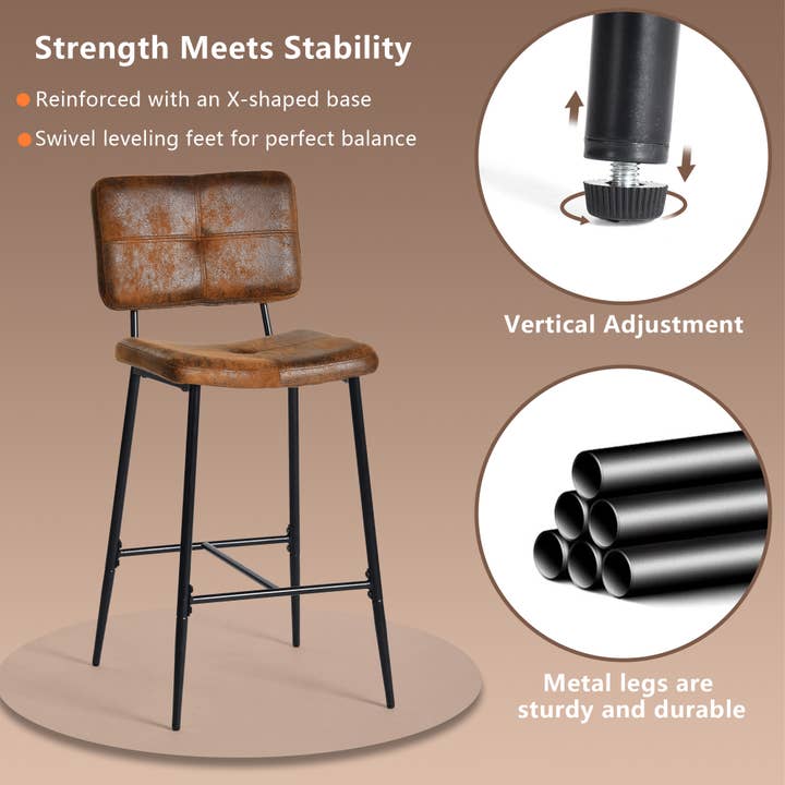 HOMYCASA DESIGN INC - Wholesale Stool - Rustic Suede Counter Height Bar Stool with Metal Frame8