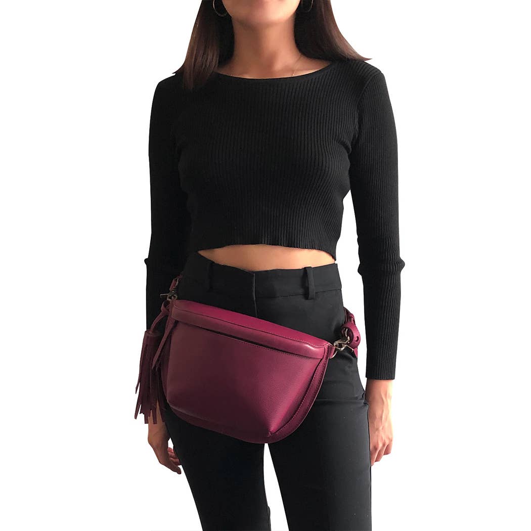 bixi awotan - Venta al por mayor Bandolera - Mujer - Riñonera Bixi Awotan de piel de plena flor con borla11