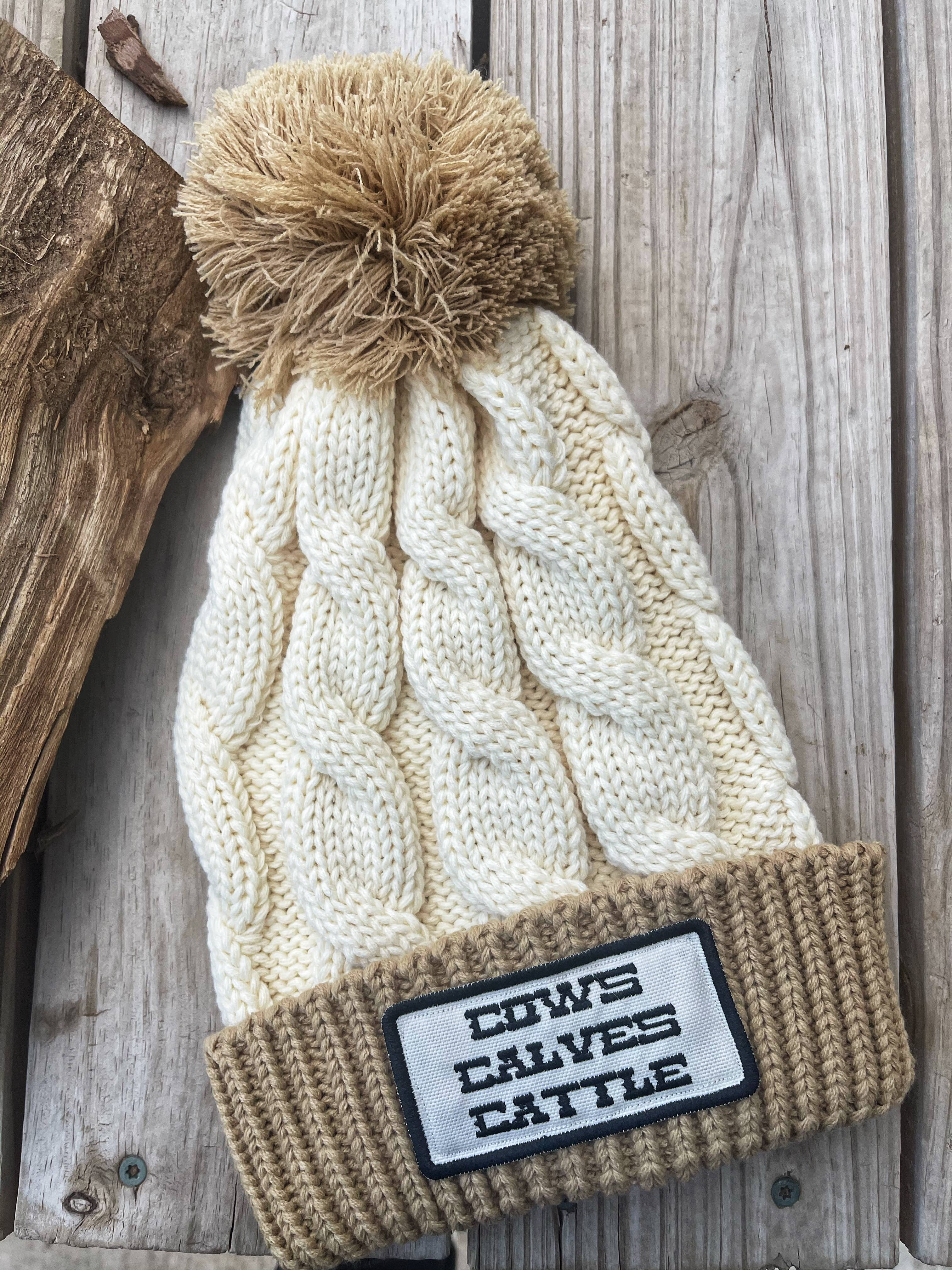 Buckin Barn Wholesale - Wholesale Beanie - Women's - Cows calves cattle beanie(cream/tan)0