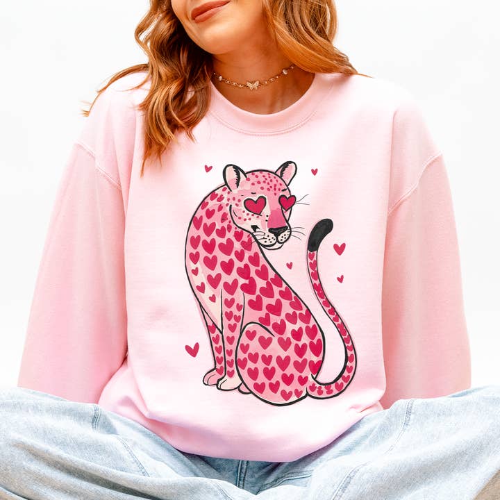 Leopard, Heart Shaped Spots, Valentine's Day Love Sweatshirt for wholesale by Refinery Number One LLC