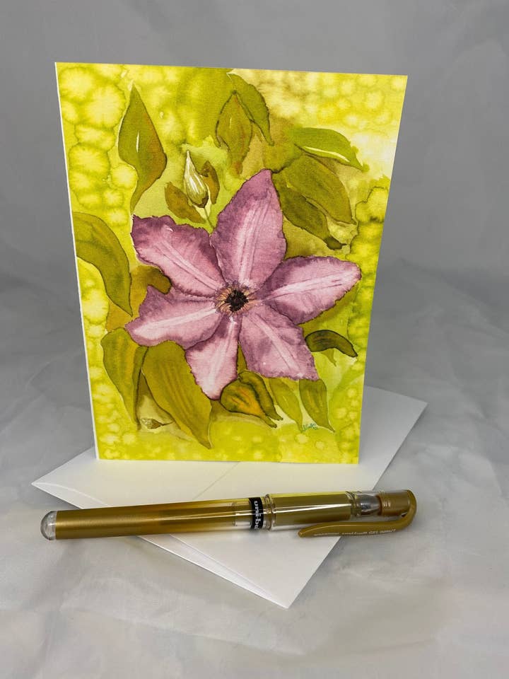 Purple Flower Card, Blank Card For All Occasion, Thank You Card For Coworker, Unique Card, Watercolor Card Hand Painted Card, Best Friend for wholesale by Lone Fir Artisans