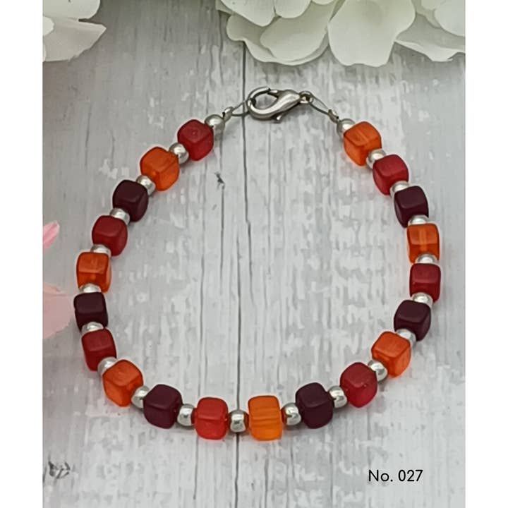 perleperle - Wholesale Beaded Bracelet - Bracelet glass beads, cube shape, Lillie9