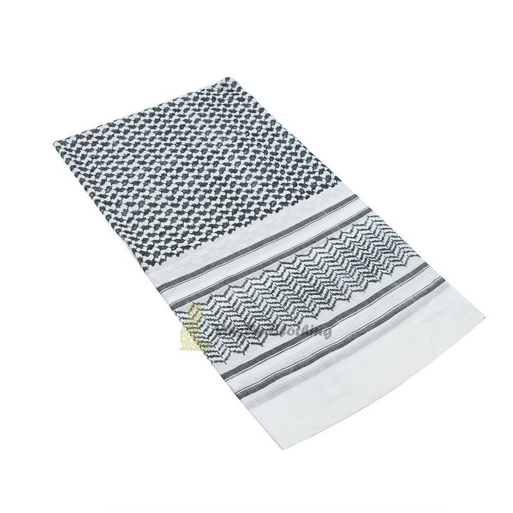 IndoMode - Wholesale Scarf - Men's - Black White Keffiyeh Arafat Scarf Shemagh 120X120cm Wide White Borders