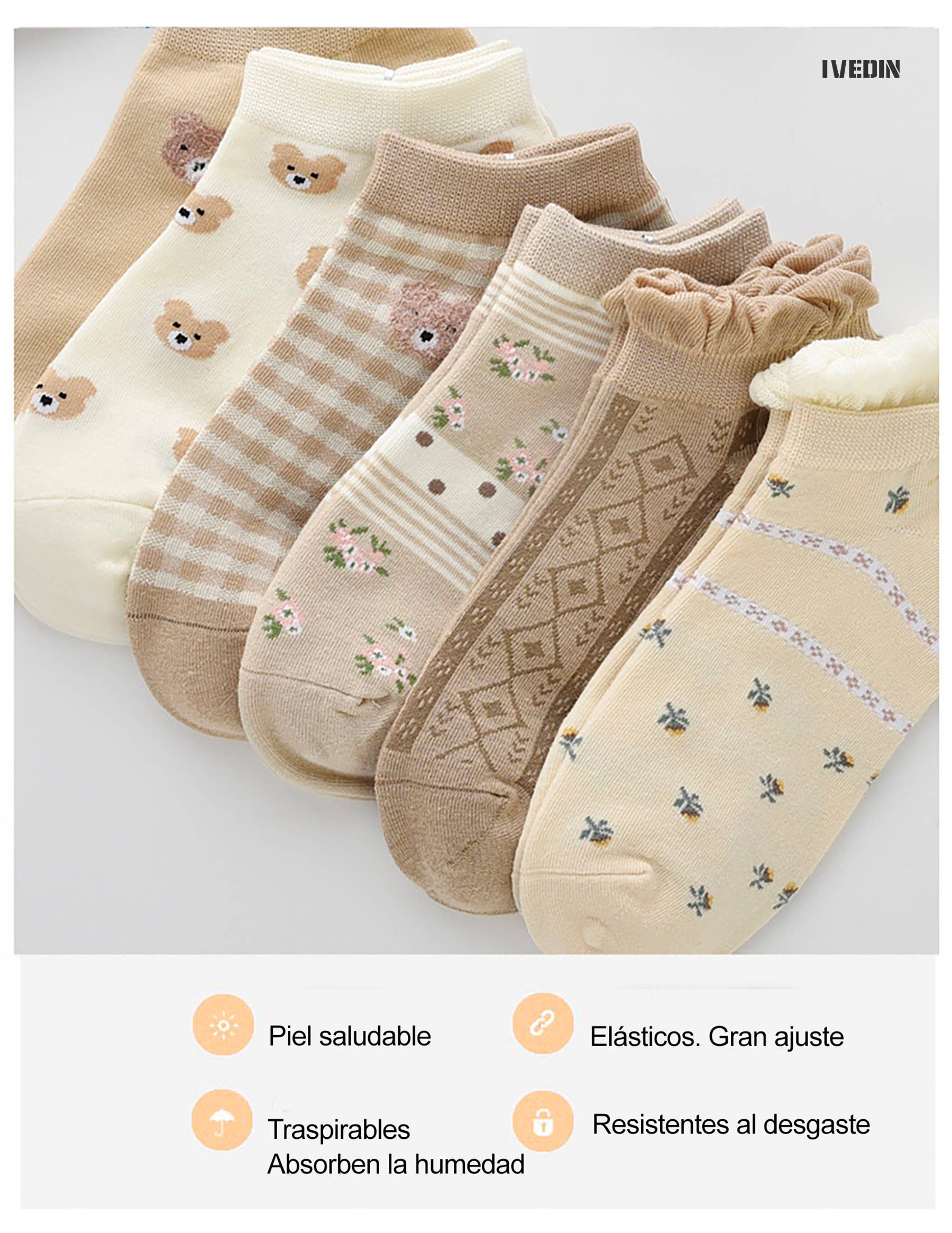 Ivedin - Wholesale Socks - Women's - Cotton Ankle Socks Color Pack3