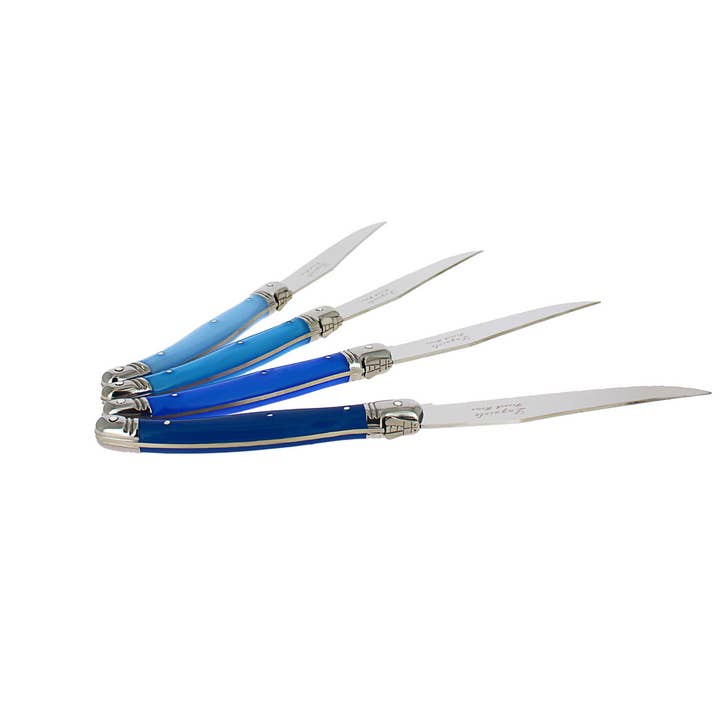 French Home - Wholesale Knife Set - French Home Set of 4 Laguiole Steak Knives, Shades of Blue