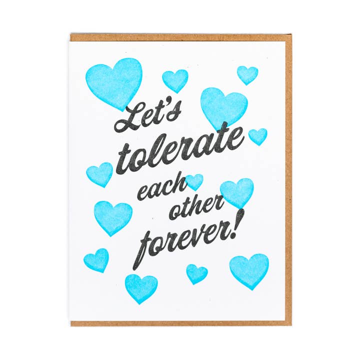 Carte de vœux Tolerate Forever pour la vente par Lady Pilot Letterpress