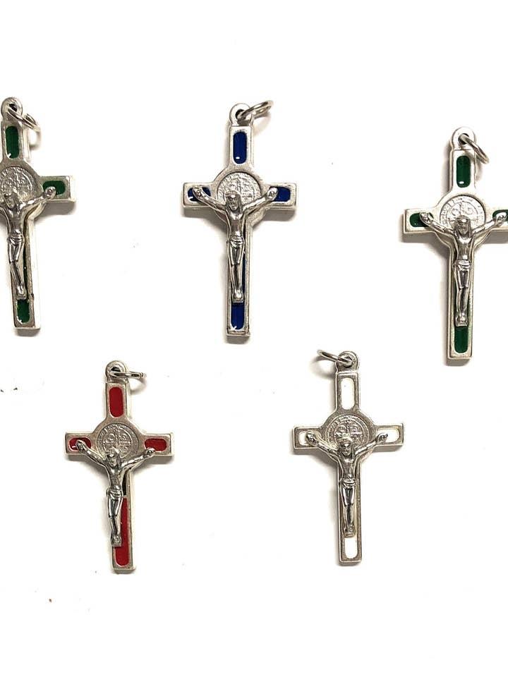 St. Benedict metal cross cm. 4x2 bag of 25 pieces for wholesale by Costa Articoli Religiosi
