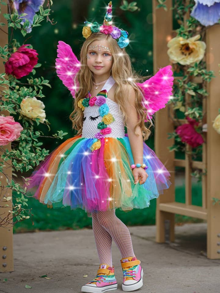 Multicolor Girls The Unicorn of Light LED Tutu Dress and Headband Set for wholesale on Faire