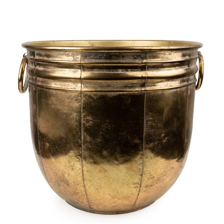 Candlelight Products Ltd - Wholesale Plant Pot - 30cm Large Metal Planter - Antique Gold 2PK