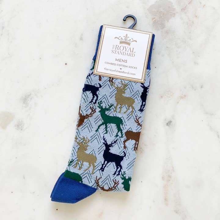 The Royal Standard - Wholesale Socks - Men's - Men's Stag Socks Gray/Navy/Green One Size