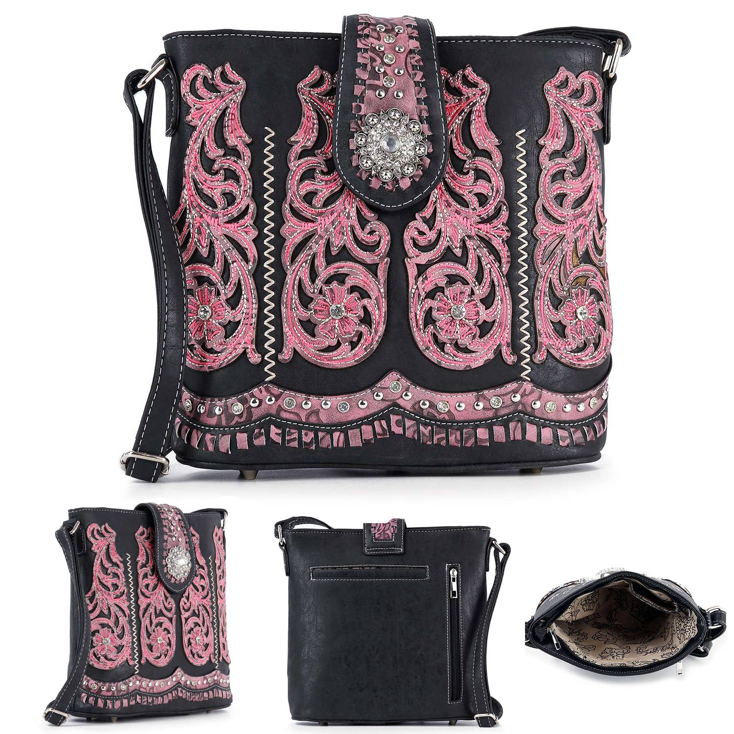 SP Sophia Collection - Wholesale Crossbody Bag - Women's - Western Floral Embroidered Crossbody Sling Bag 3