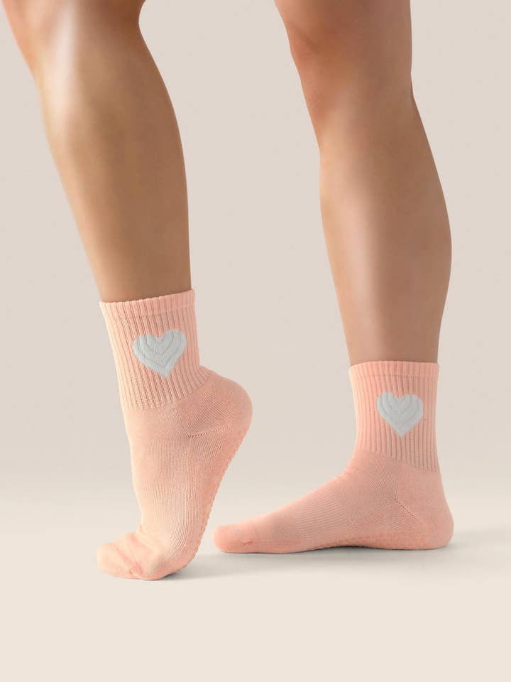 Calcetines de agarre antideslizantes para tripulación - Corazón de fresa para venta al por mayor de MoveActive