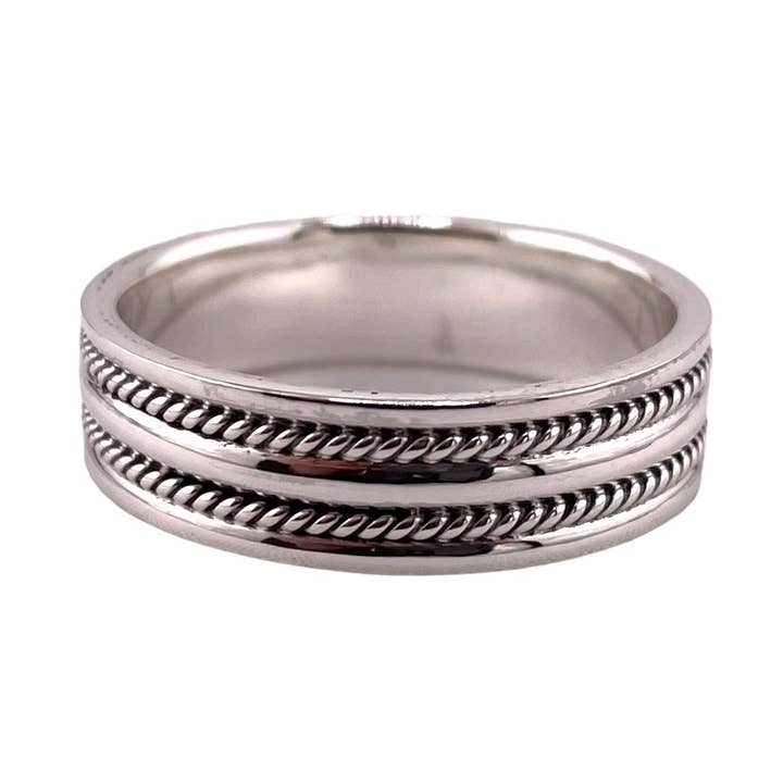 Double Rope 7mm Band Ring Sterling Silver for wholesale by Select Lines