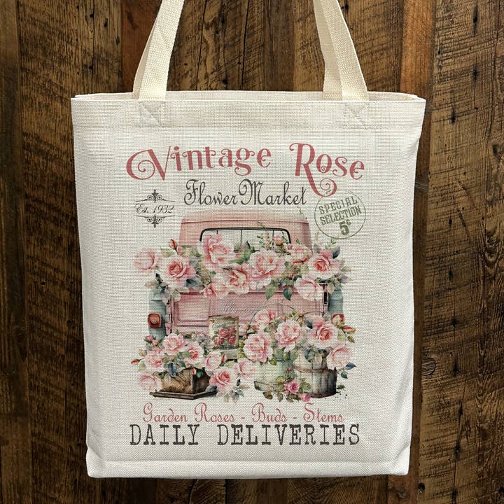 Vintage Rose Tote | Cottage Floral Spring Market Bag for wholesale by This Joyful Home