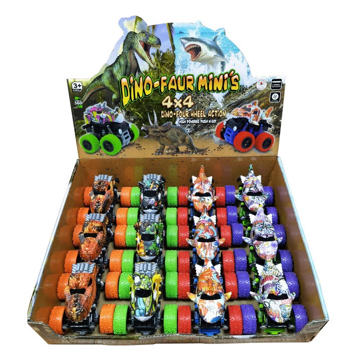 Aeromax Toys - Wholesale Toy Car/Truck - Kids - Dino-Faur Mini Friction Powered Push N Go Display