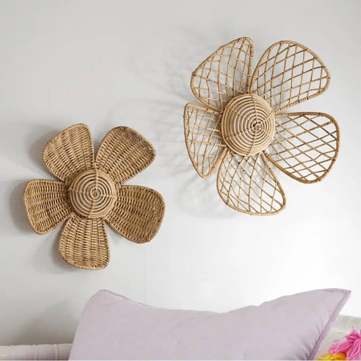 Woven Rattan Wall Flowers for wholesale by Kiyo Home